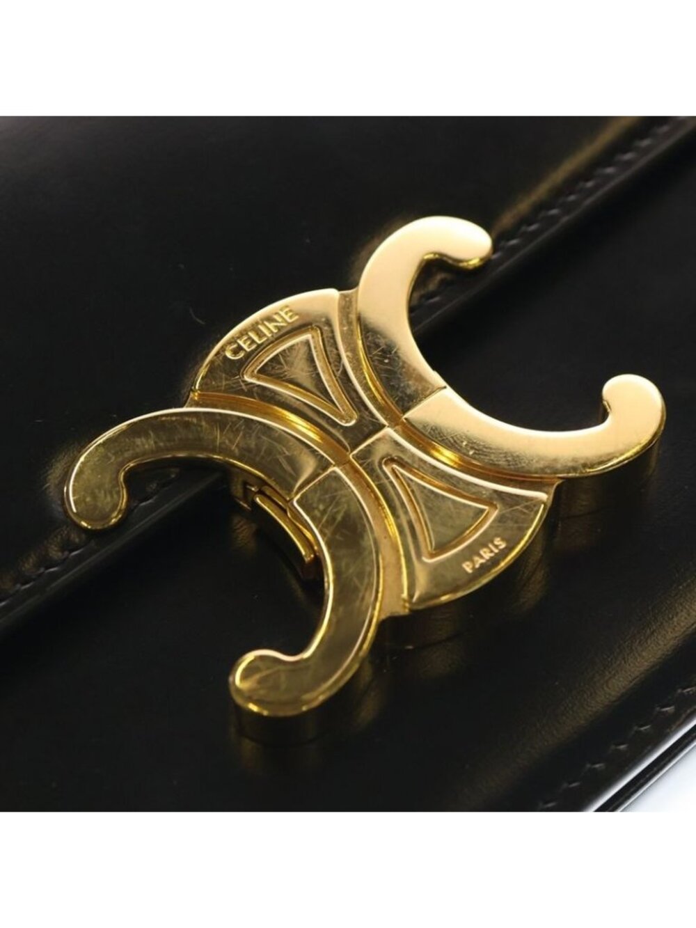 Celine Teen Triomphe Shoulder Bag Black Shiny Calfskin - Picture 5 of 6